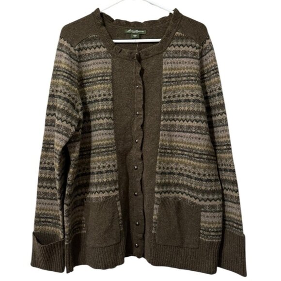 Eddie Bauer Women Size XXL Cardigan Sweater Button Front Wool Blend NWOT VTG - Picture 1 of 16